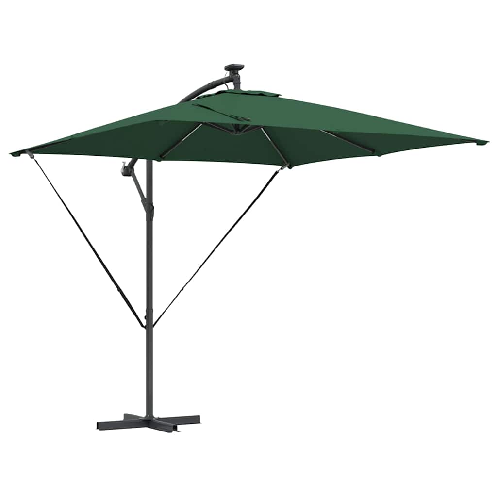 vidaXL Parasol banana cu brațe Verde 249 x 249 x 250 cm