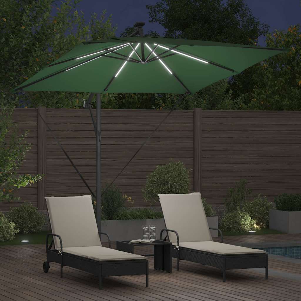 vidaXL Parasol banana cu brațe Verde 249 x 249 x 250 cm