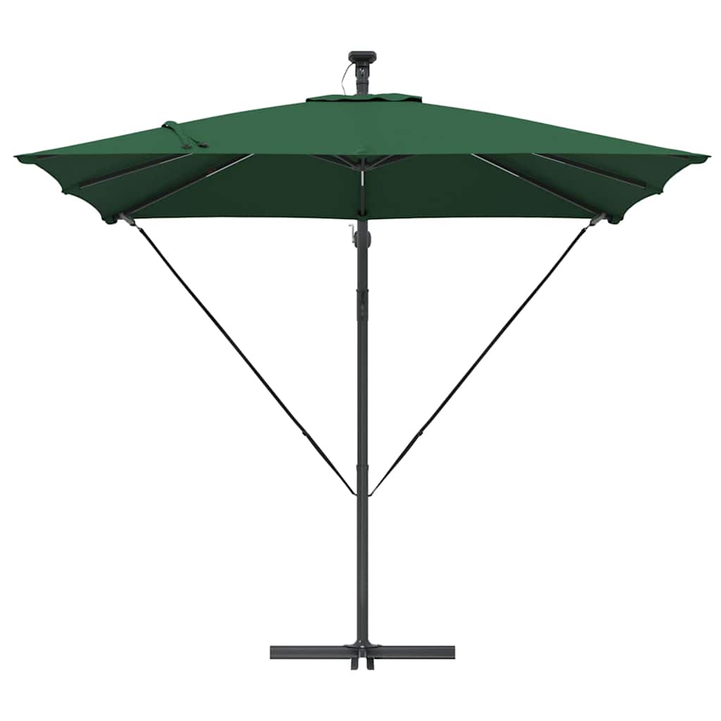 vidaXL Parasol banana cu brațe Verde 249 x 249 x 250 cm