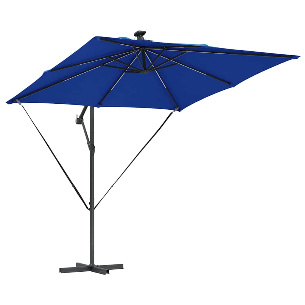 vidaXL Parasol banana cu brațe albastru 249 x 249 x 250 cm