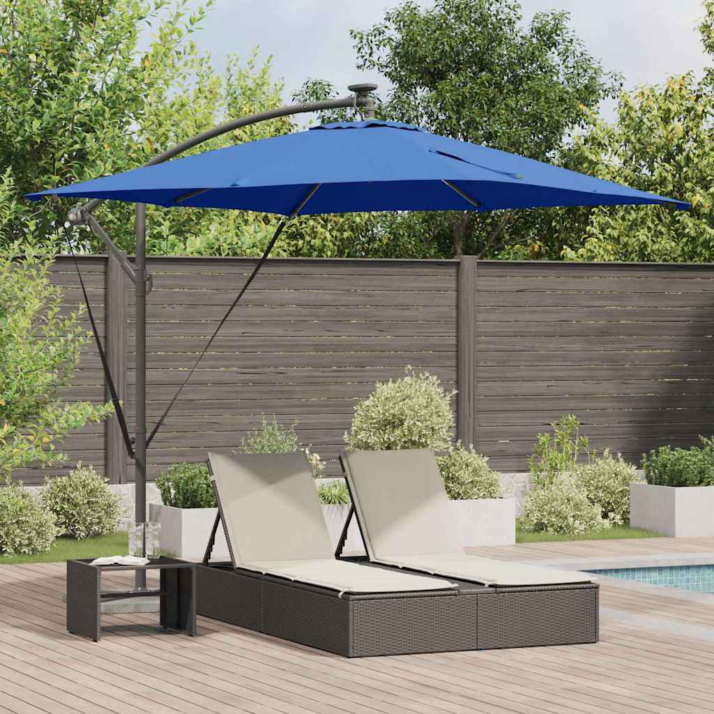 vidaXL Parasol banana cu brațe albastru 249 x 249 x 250 cm