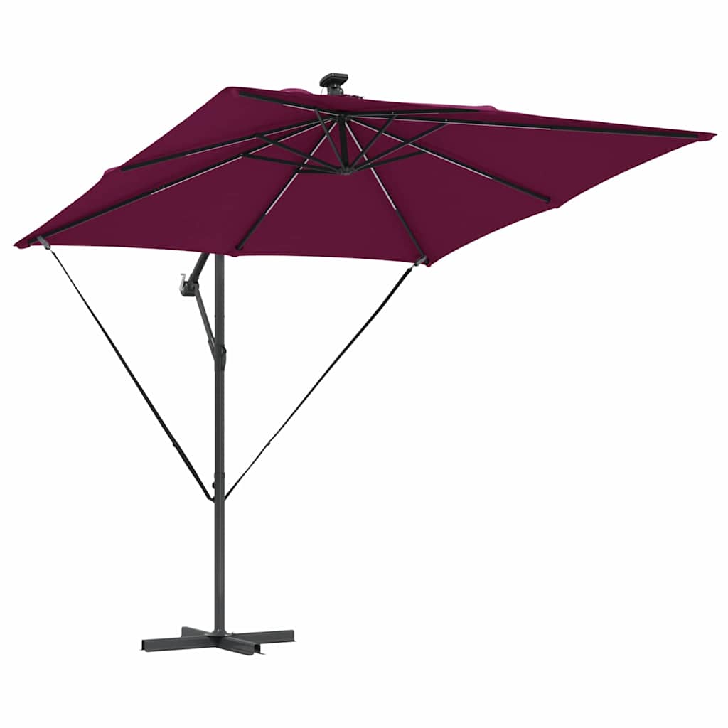 vidaXL Parasol banana cu brațe Roșu bordo 249 x 249 x 250 cm