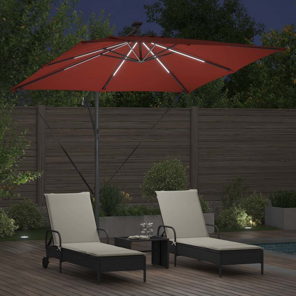 vidaXL Parasol banana cu brațe Terracota 249 x 249 x 250 cm