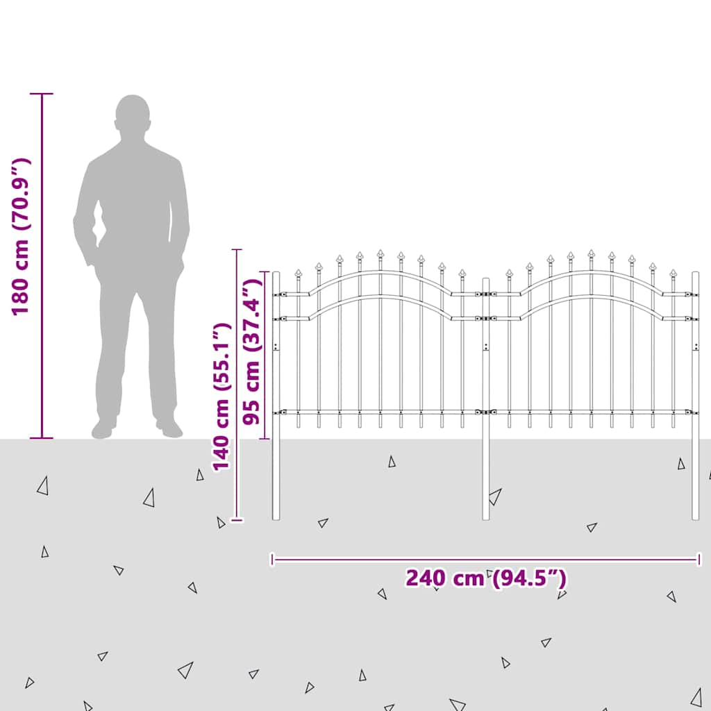 vidaXL Gard de Grădină Gri 140 cm Oțel vopsit în pulbere vidaXL Gard de Grădină Gri 140 cm Oțel vopsit în pulbere
