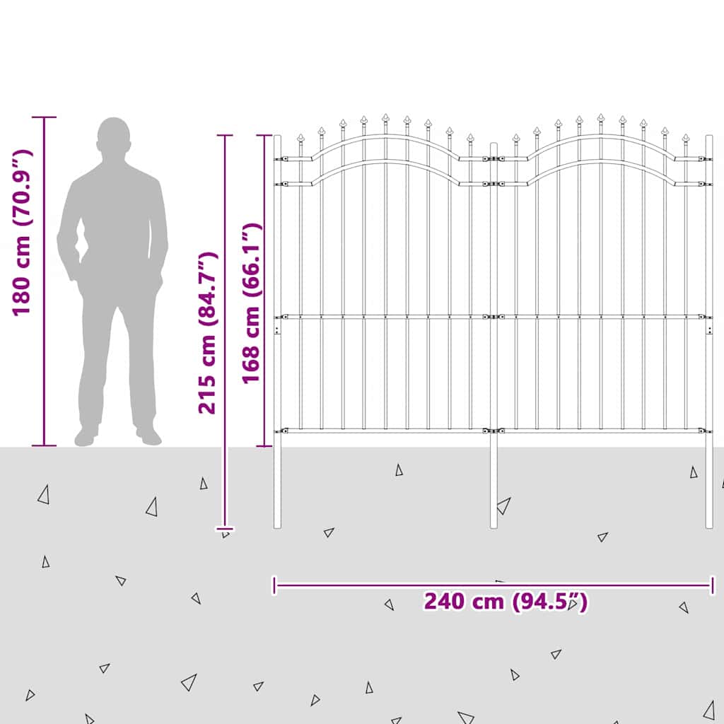 vidaXL Gard de Grădină Gri 215 cm Oțel vopsit în pulbere vidaXL Gard de Grădină Gri 215 cm Oțel vopsit în pulbere