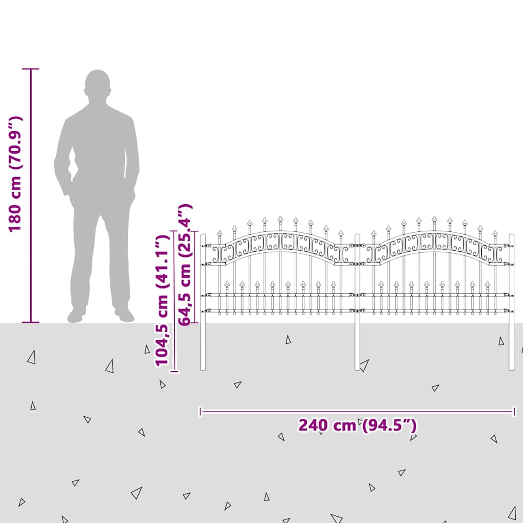 vidaXL Gard de grădină Gri 115 cm Oțel vopsit în pulbere vidaXL Gard de grădină Gri 115 cm Oțel vopsit în pulbere