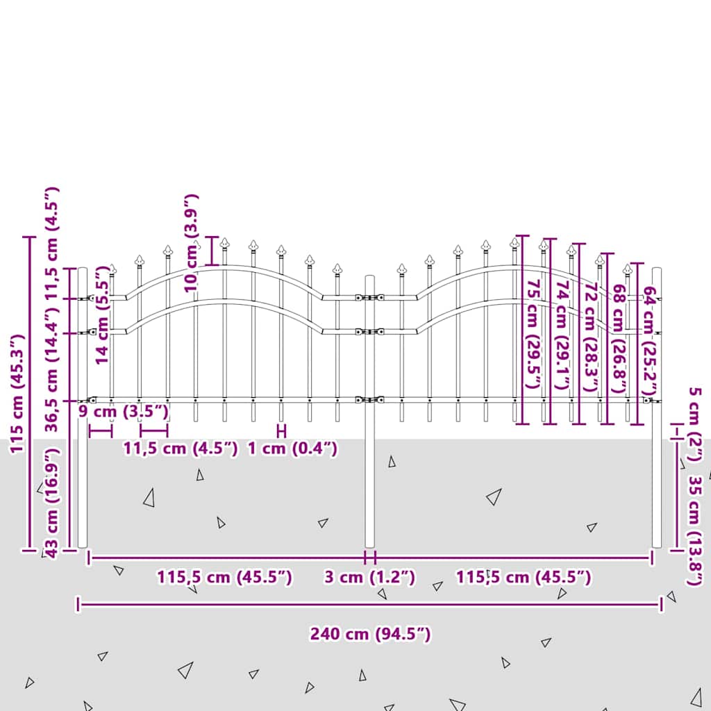 vidaXL Gard de Grădină Alb 240 x 115 cm Oțel vopsit în pulbere