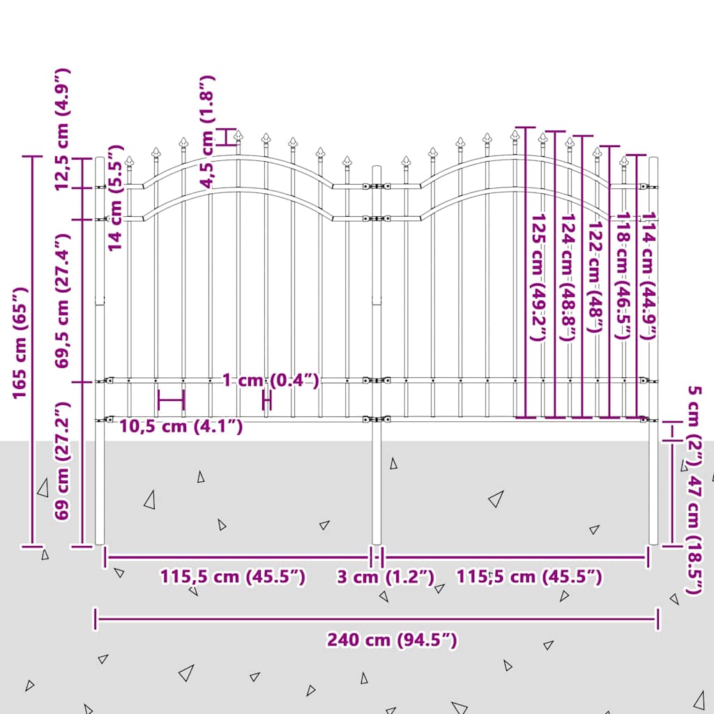 vidaXL Gard de Grădină Alb 240 x 165 cm Oțel vopsit în pulbere