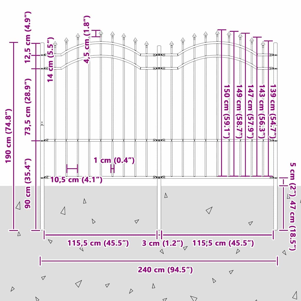 vidaXL Gard de Grădină Alb 240 x 190 cm Oțel vopsit în pulbere