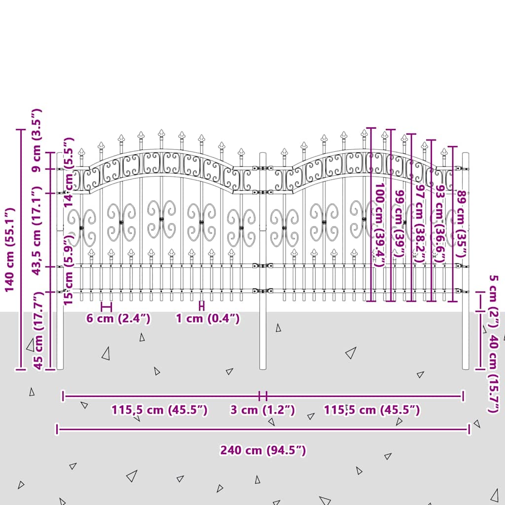 vidaXL Gard de Grădină Alb 240 x 140 cm Oțel vopsit în pulbere