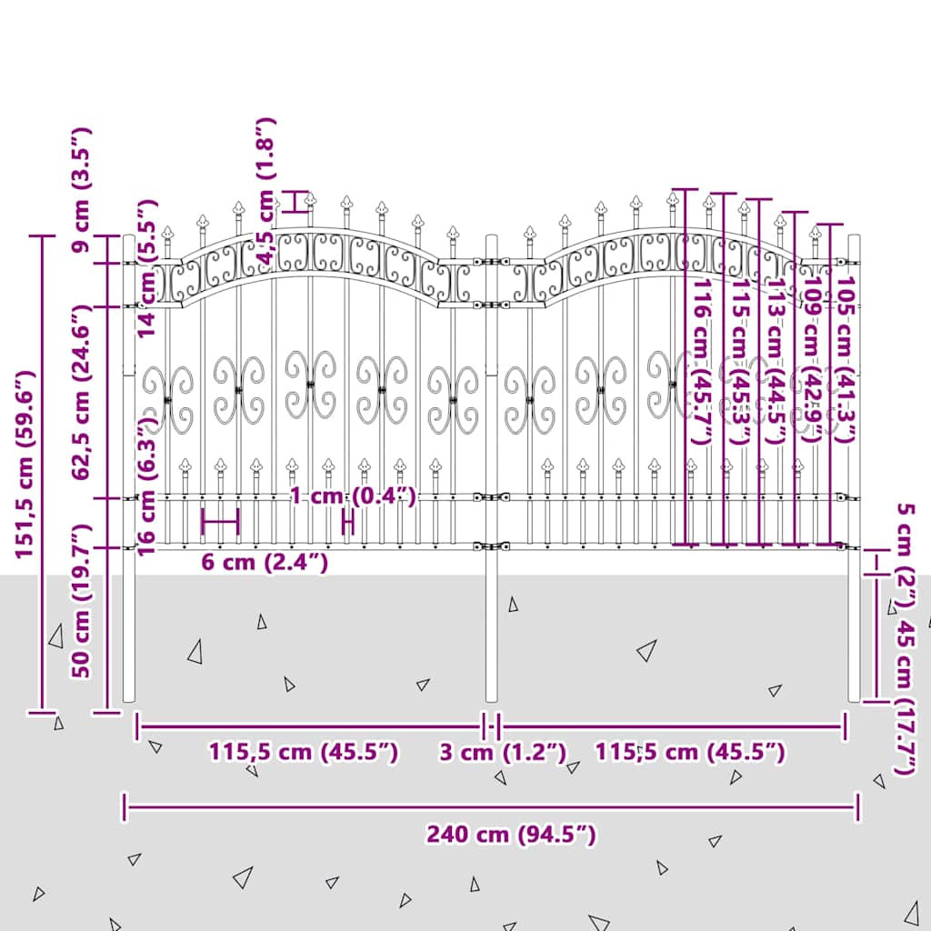 vidaXL Gard de Grădină Alb 240 x 165 cm Oțel vopsit în pulbere