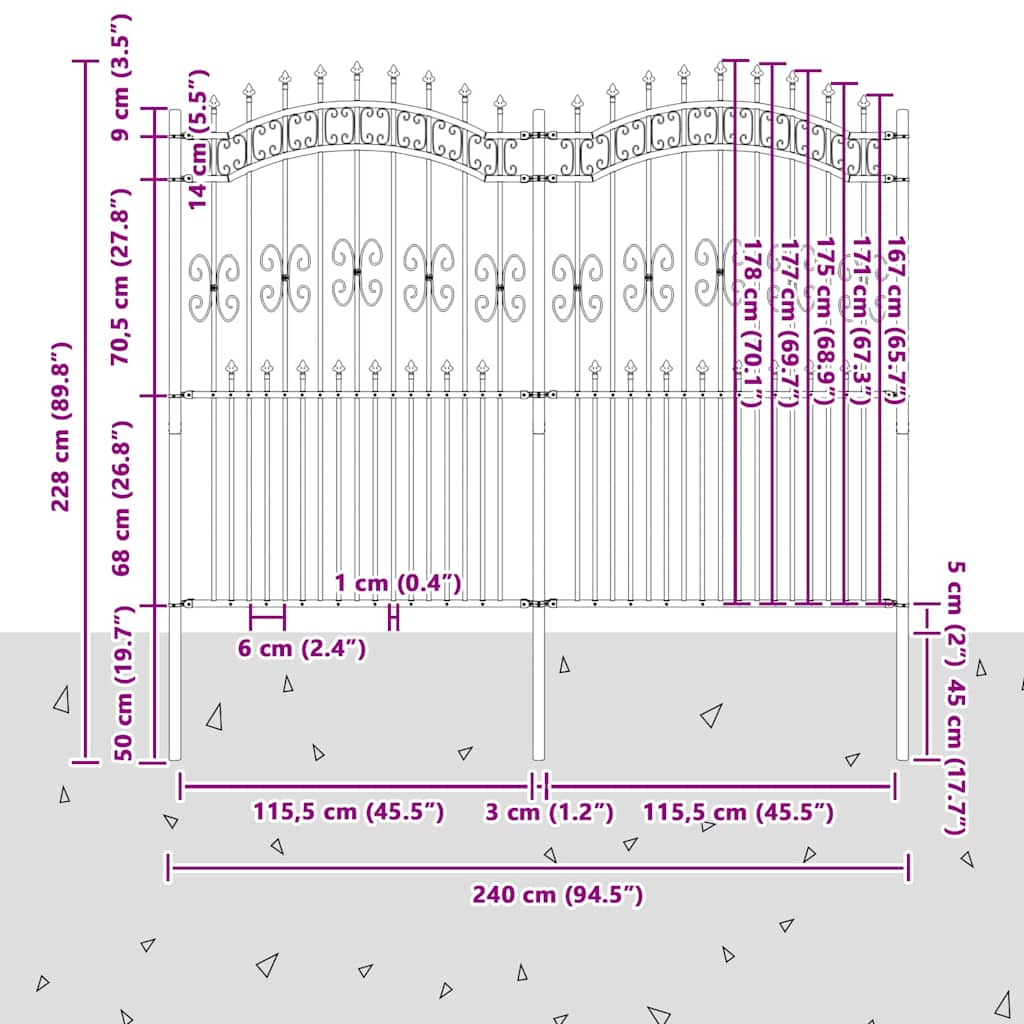 vidaXL Gard de Grădină Alb 215 cm Oțel vopsit în pulbere