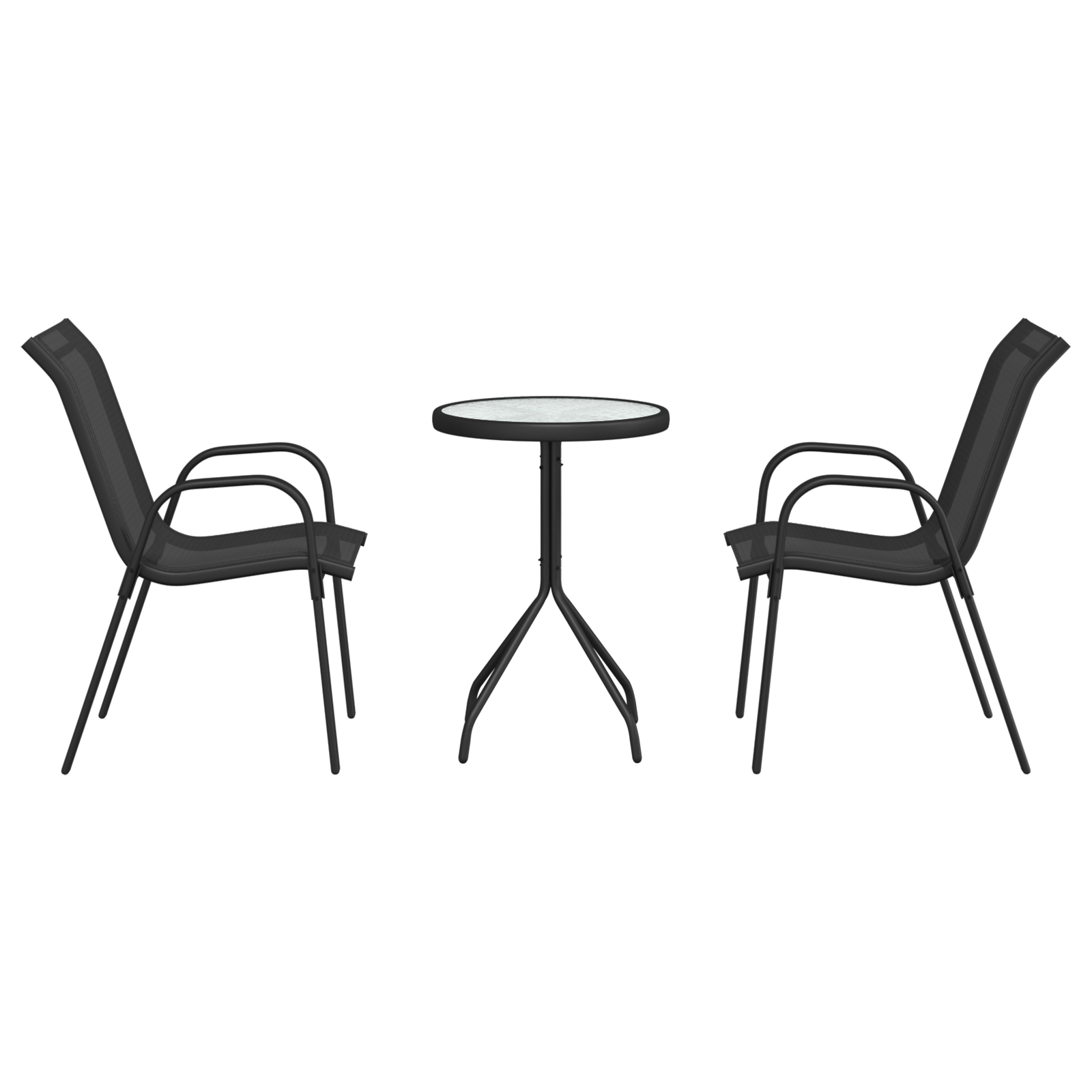 vidaXL Set Bistro de Grădină 3 pcs Negru Oțel vidaXL Set Bistro de Grădină 3 pcs Negru Oțel