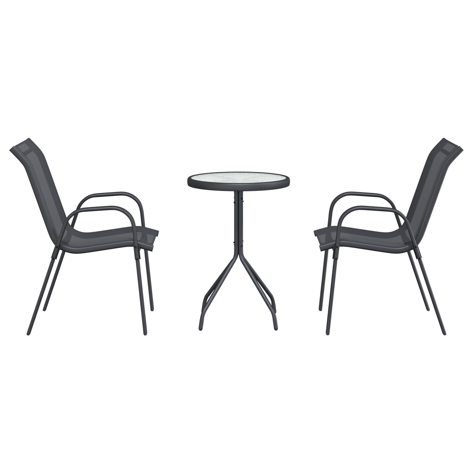 vidaXL Set Bistro de Grădină 3 pcs Gri Oțel vidaXL Set Bistro de Grădină 3 pcs Gri Oțel