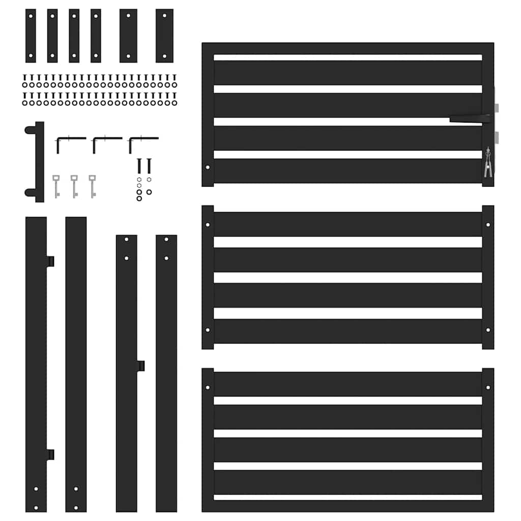 vidaXL Poarta de gradina incuiabil neagra 100x120 cm aluminiu