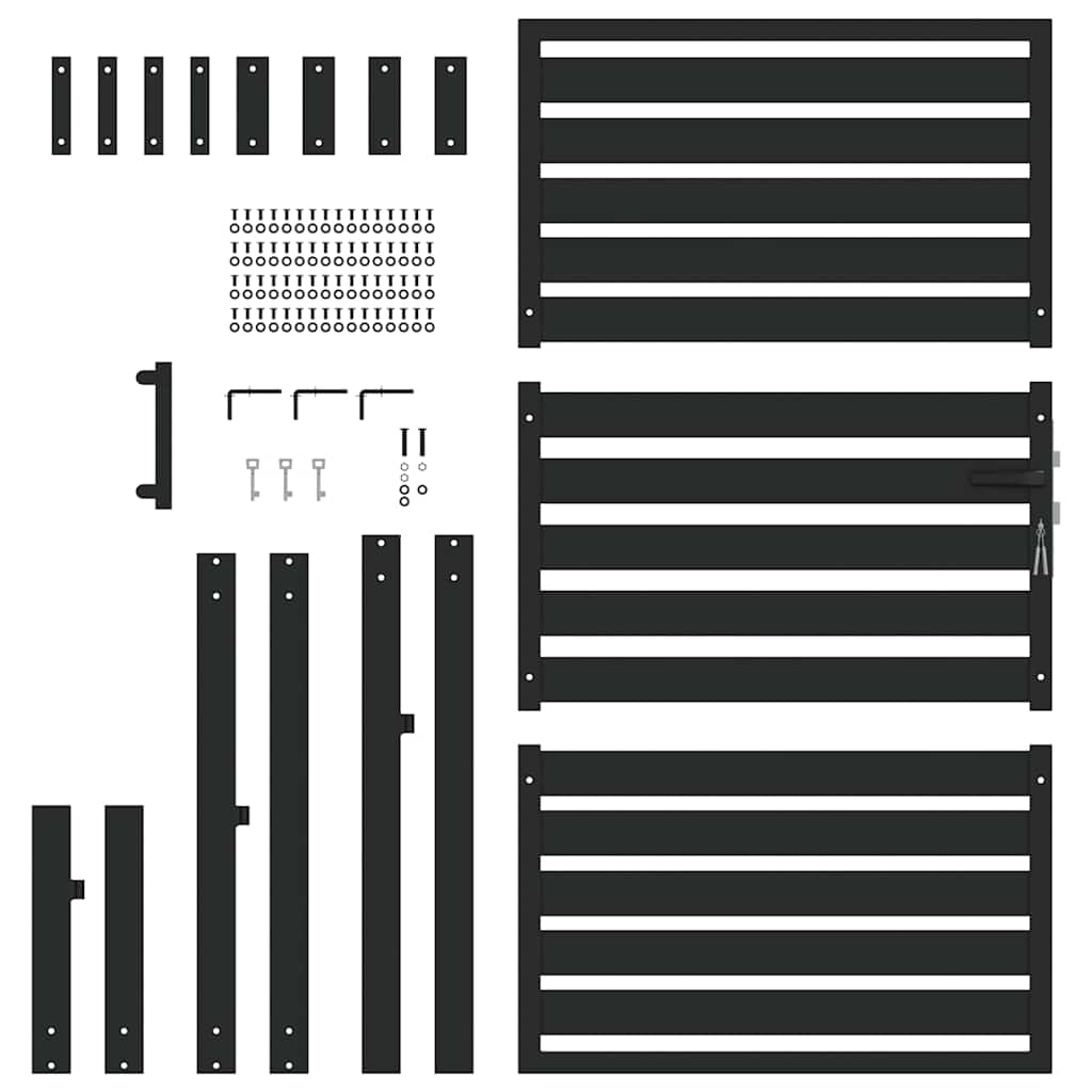 vidaXL Poarta de gradina incuiata neagra 100x150 cm aluminiu vidaXL Poarta de gradina incuiata neagra 100x150 cm aluminiu