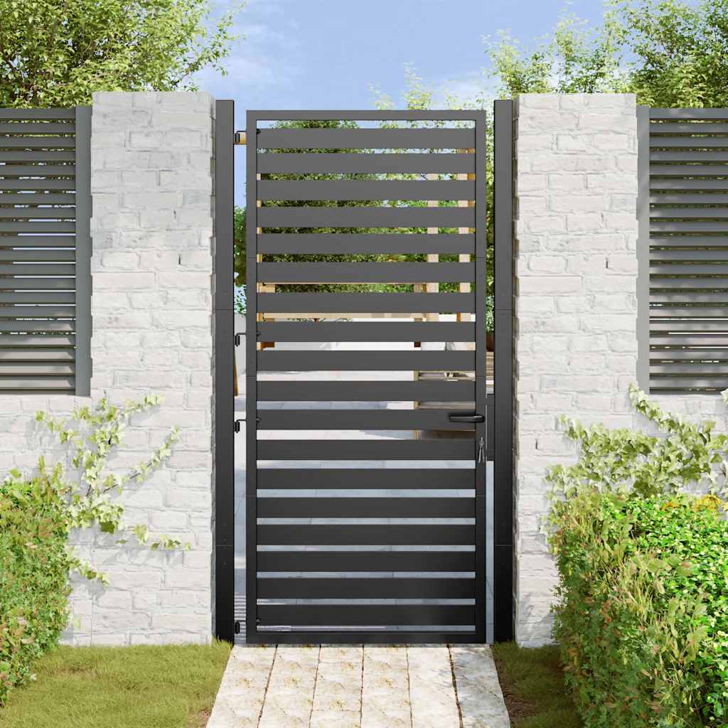 vidaXL Poarta de gradina incuiata neagra 100x180 cm aluminiu vidaXL Poarta de gradina incuiata neagra 100x180 cm aluminiu