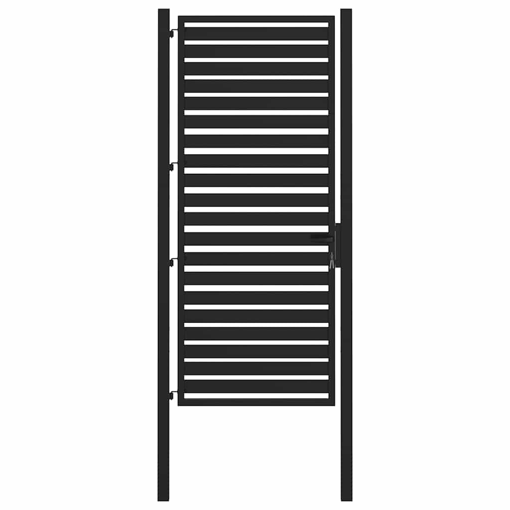 vidaXL Poarta de gradina incuiata neagra 100x200 cm aluminiu