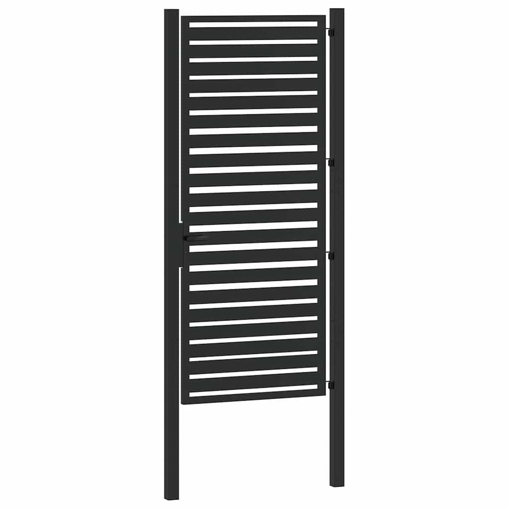 vidaXL Poarta de gradina incuiata neagra 100x200 cm aluminiu