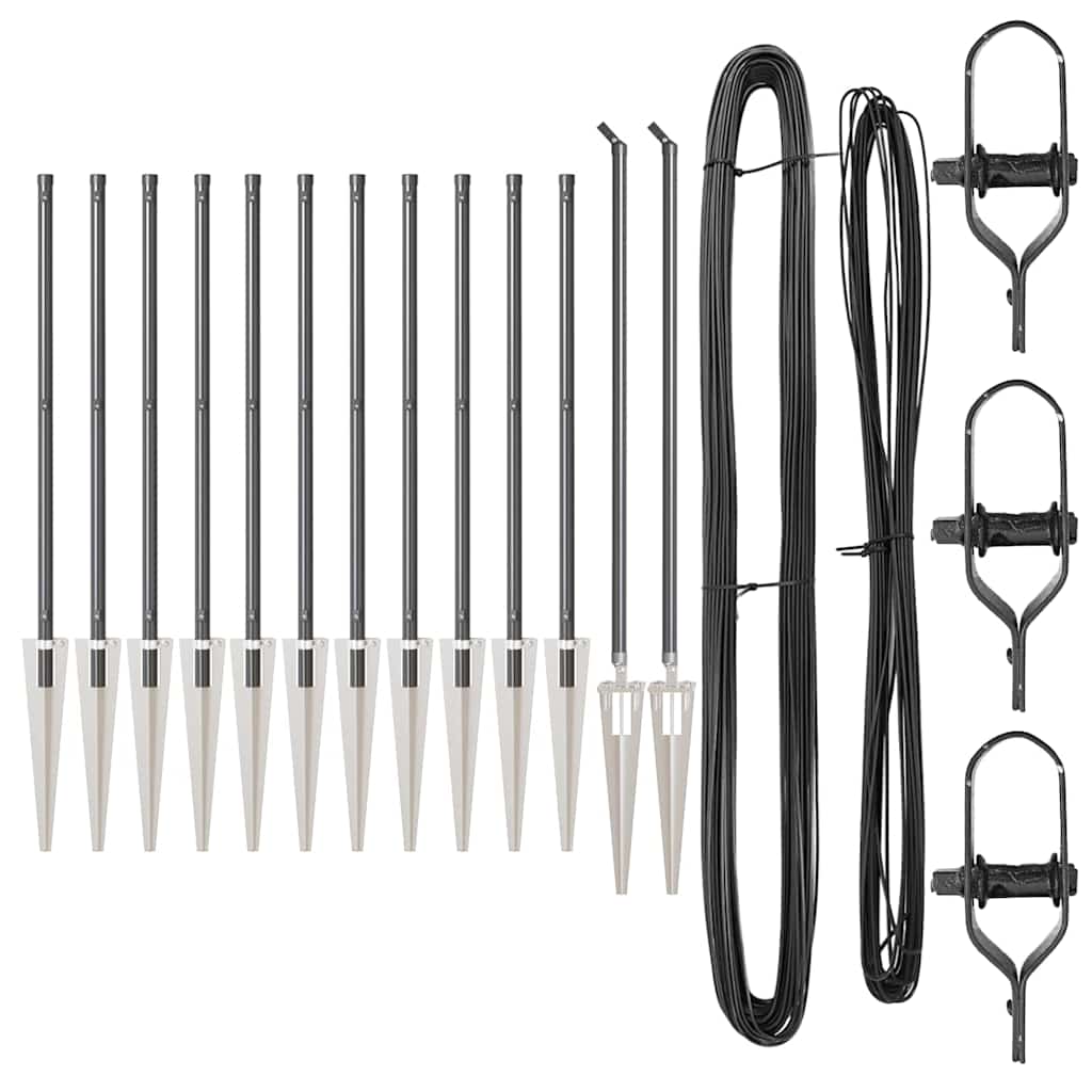 vidaXL Set de stâlpi de împrejmuire 13 pcs Gri Ø32mm 100 cm Metal vidaXL Set de stâlpi de împrejmuire 13 pcs Gri Ø32mm 100 cm Metal