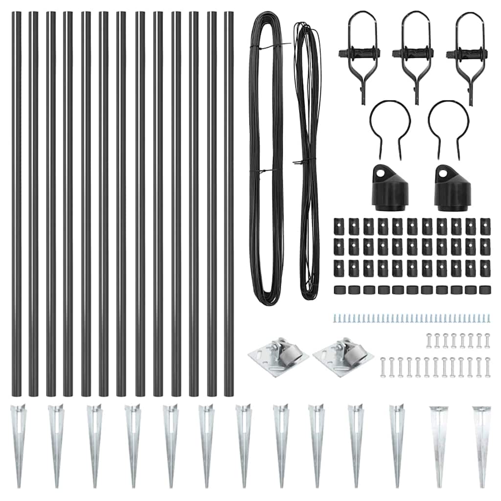 vidaXL Set de stâlpi de împrejmuire 13 pcs Gri Ø32mm 100 cm Metal vidaXL Set de stâlpi de împrejmuire 13 pcs Gri Ø32mm 100 cm Metal