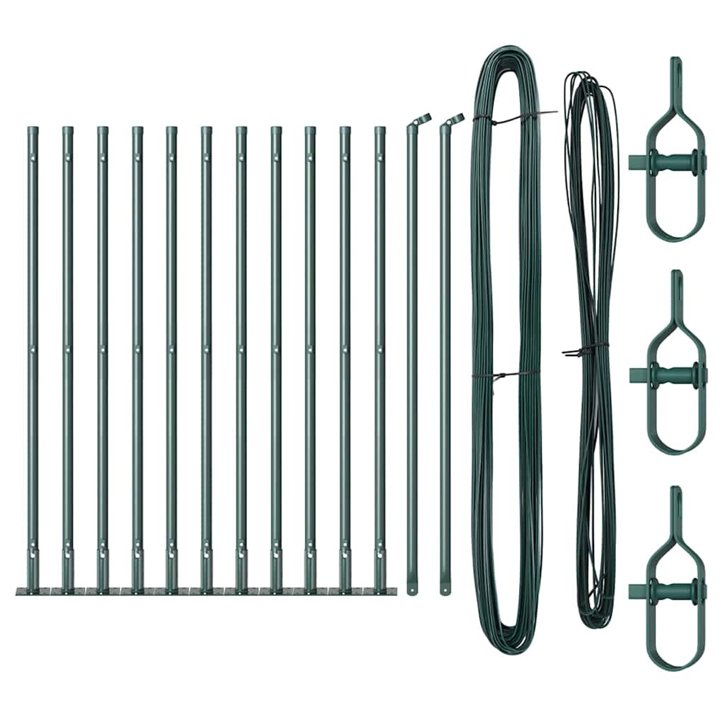 vidaXL Set Stâlpi Gard cu Baze Manual 13 pcs Verde Ø32mm 70 cm Metal vidaXL Set Stâlpi Gard cu Baze Manual 13 pcs Verde Ø32mm 70 cm Metal