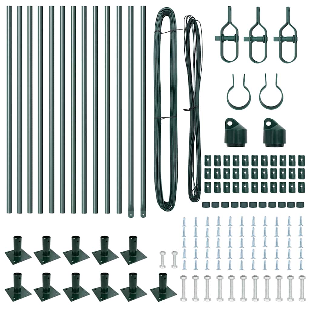 vidaXL Set Stâlpi Gard cu Baze Manual 13 pcs Verde Ø32mm 70 cm Metal vidaXL Set Stâlpi Gard cu Baze Manual 13 pcs Verde Ø32mm 70 cm Metal