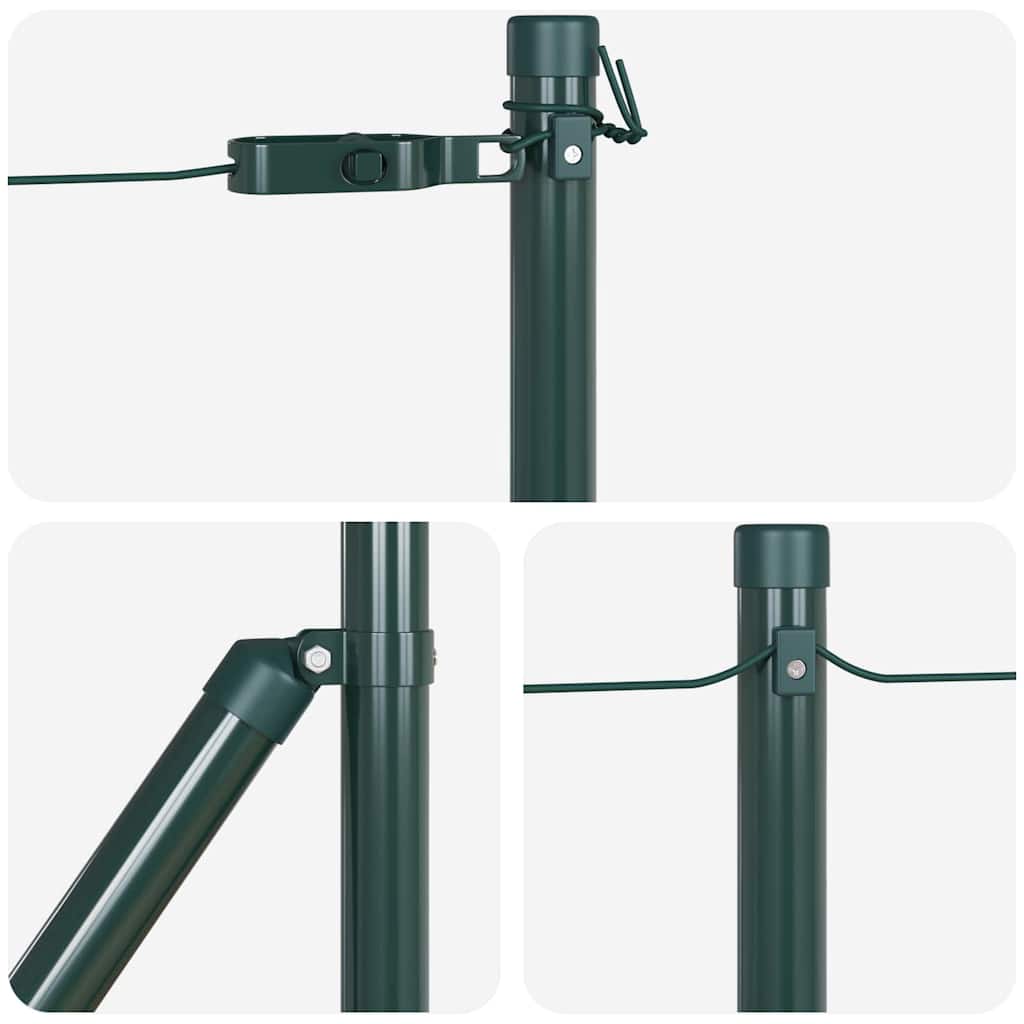 vidaXL Set Stâlpi Gard cu Baze Manual 13 pcs Verde Ø32mm 70 cm Metal vidaXL Set Stâlpi Gard cu Baze Manual 13 pcs Verde Ø32mm 70 cm Metal