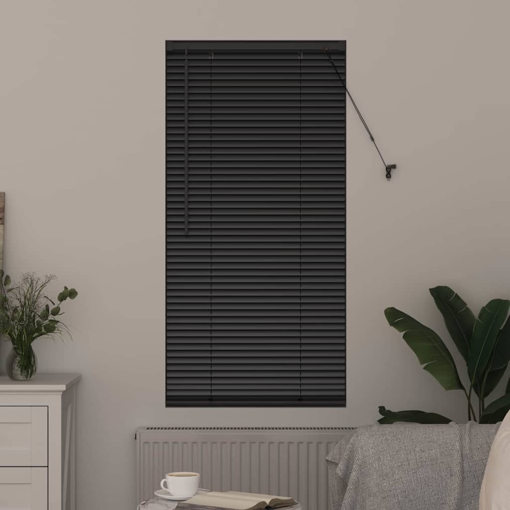 vidaXL Jaluzea pentru Fereastră cu perdele Manual Negru Aluminiu vidaXL Jaluzea pentru Fereastră cu perdele Manual Negru Aluminiu