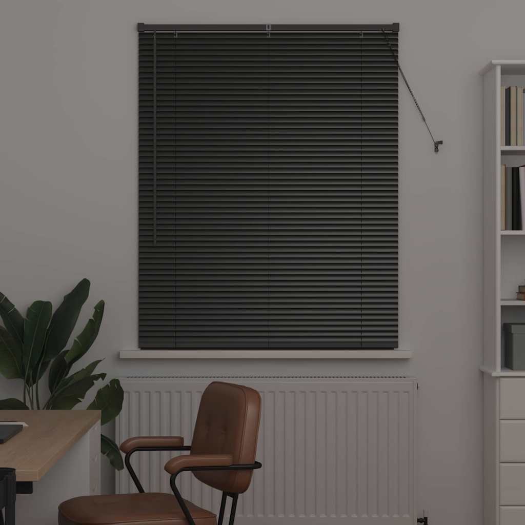 vidaXL Jaluzea pentru Fereastră cu perdele Manual Negru Aluminiu vidaXL Jaluzea pentru Fereastră cu perdele Manual Negru Aluminiu