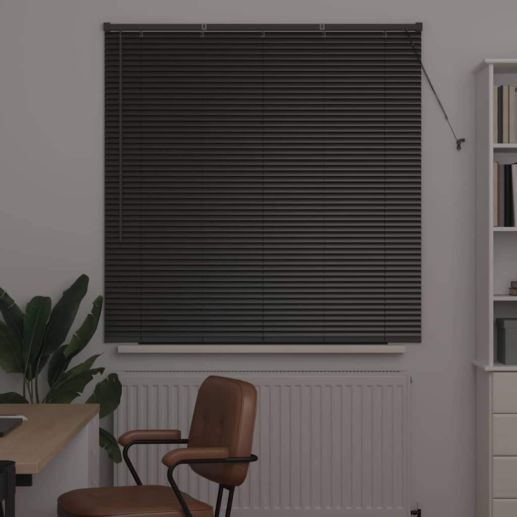 vidaXL Jaluzea pentru Fereastră cu perdele Manual Negru Aluminiu vidaXL Jaluzea pentru Fereastră cu perdele Manual Negru Aluminiu
