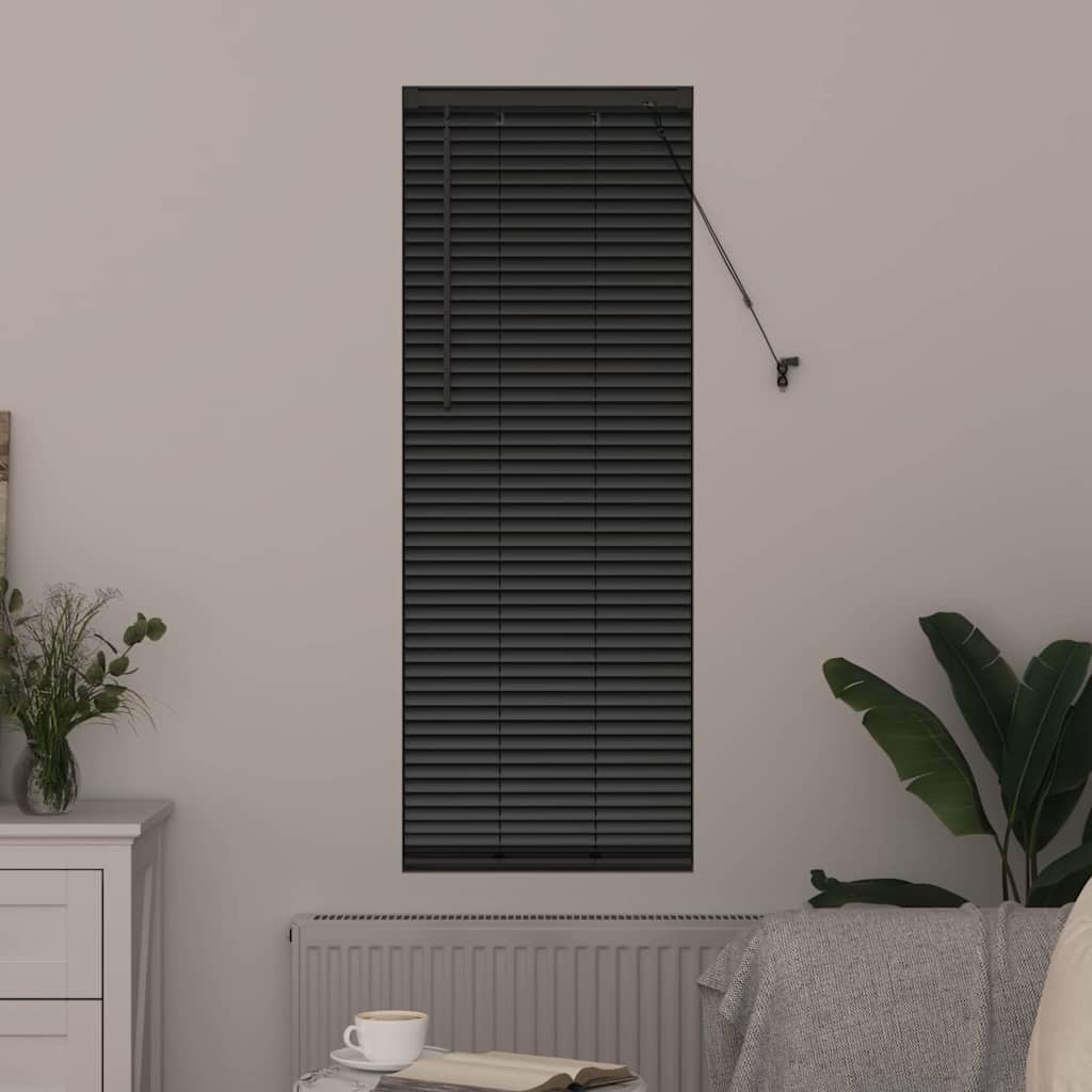 vidaXL Jaluzea pentru Fereastră cu perdele Manual Negru Aluminiu vidaXL Jaluzea pentru Fereastră cu perdele Manual Negru Aluminiu