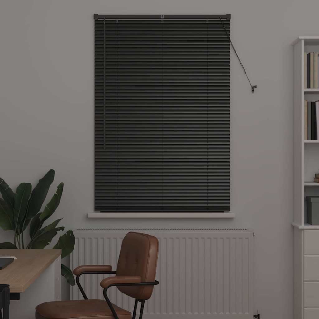 vidaXL Jaluzea pentru Fereastră cu perdele Manual Negru Aluminiu vidaXL Jaluzea pentru Fereastră cu perdele Manual Negru Aluminiu