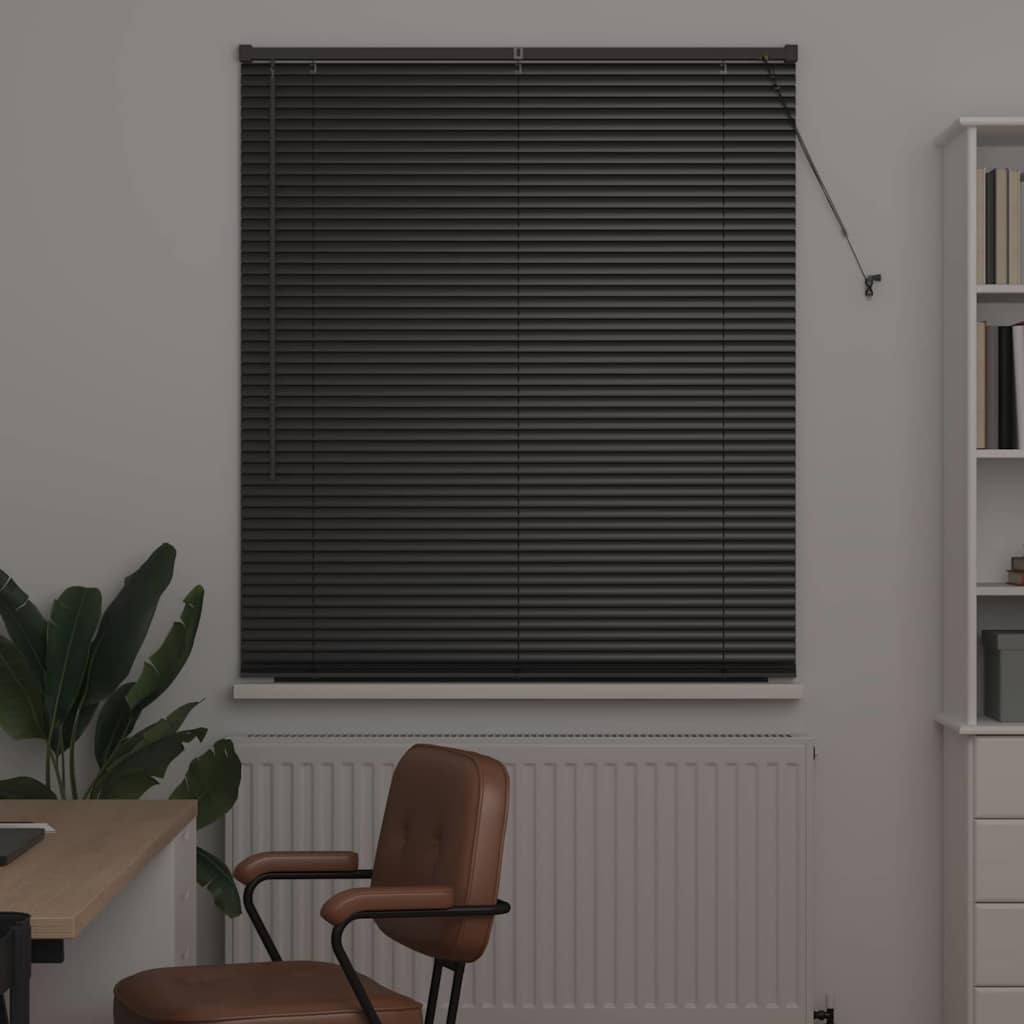 vidaXL Jaluzea pentru Fereastră cu perdele Manual Negru Aluminiu