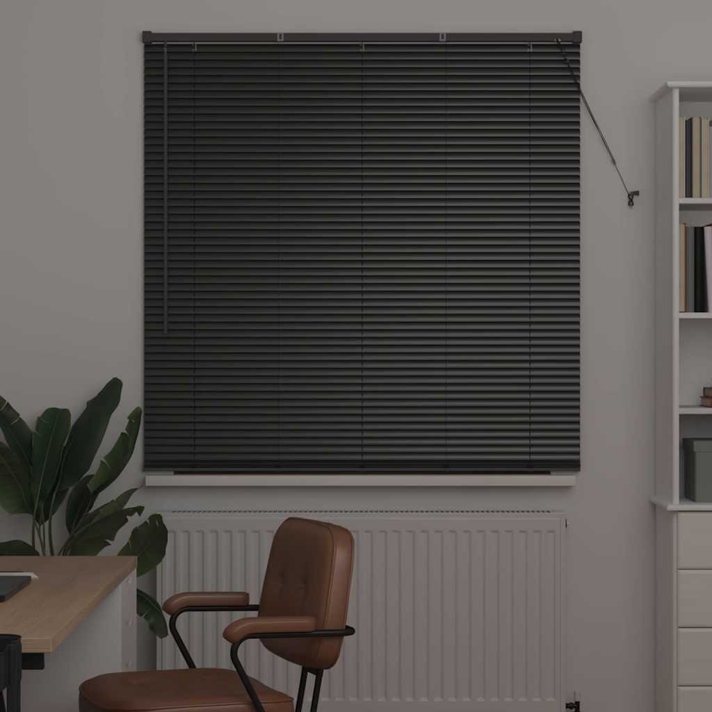 vidaXL Jaluzea pentru Fereastră cu perdele Manual Negru Aluminiu vidaXL Jaluzea pentru Fereastră cu perdele Manual Negru Aluminiu