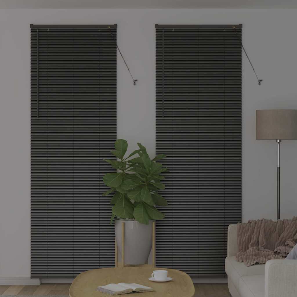 vidaXL Jaluzea pentru Fereastră cu perdele Manual Negru Aluminiu vidaXL Jaluzea pentru Fereastră cu perdele Manual Negru Aluminiu