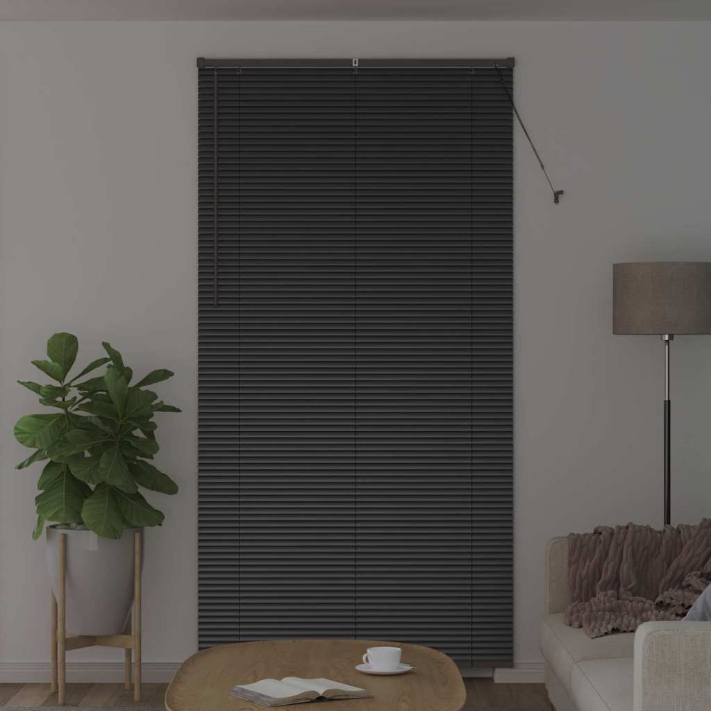 vidaXL Jaluzea pentru Fereastră cu perdele Manual Negru Aluminiu vidaXL Jaluzea pentru Fereastră cu perdele Manual Negru Aluminiu