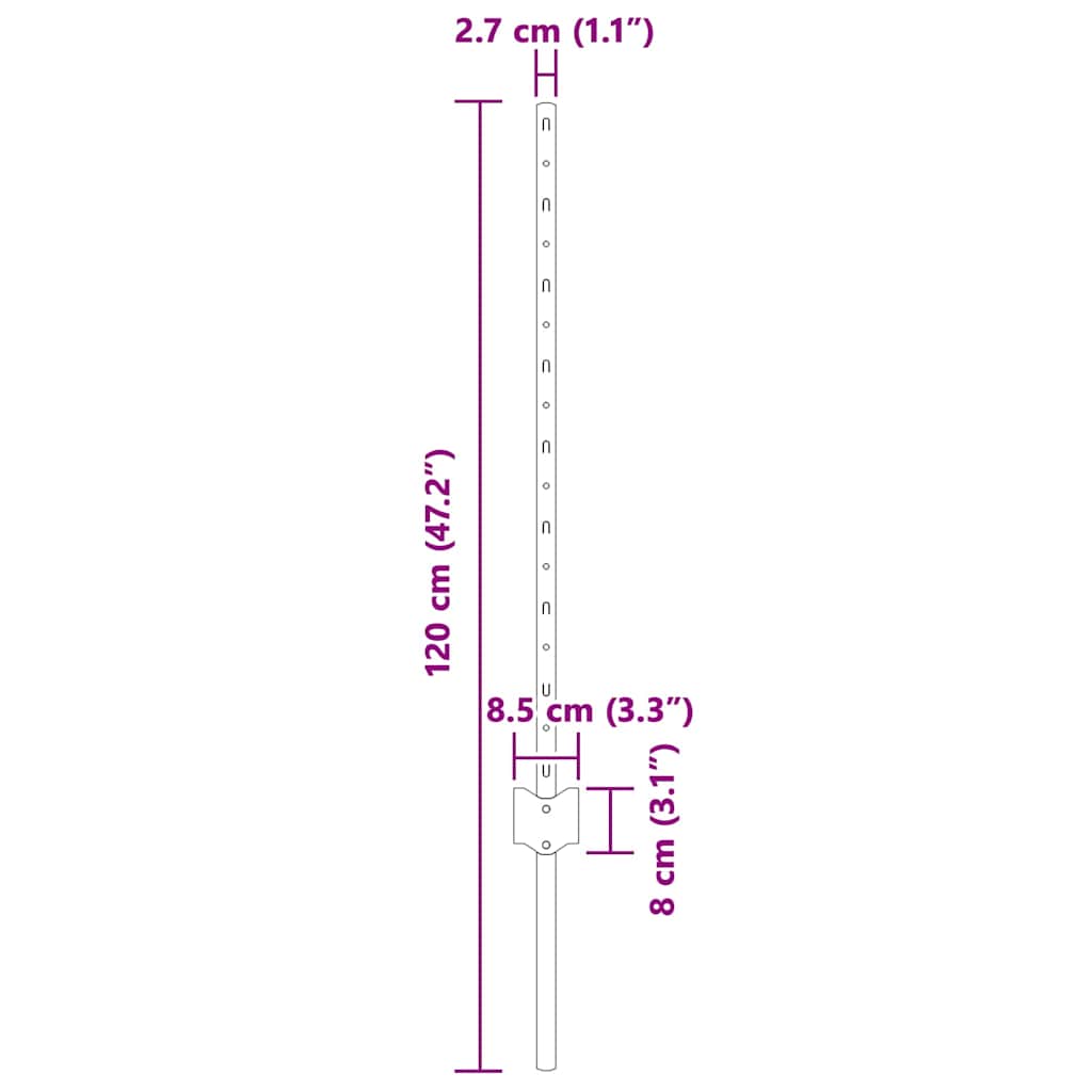 vidaXL Stâlpi de Gard , 5 buc U-Channel, 80 cm din Oțel Galvanizat