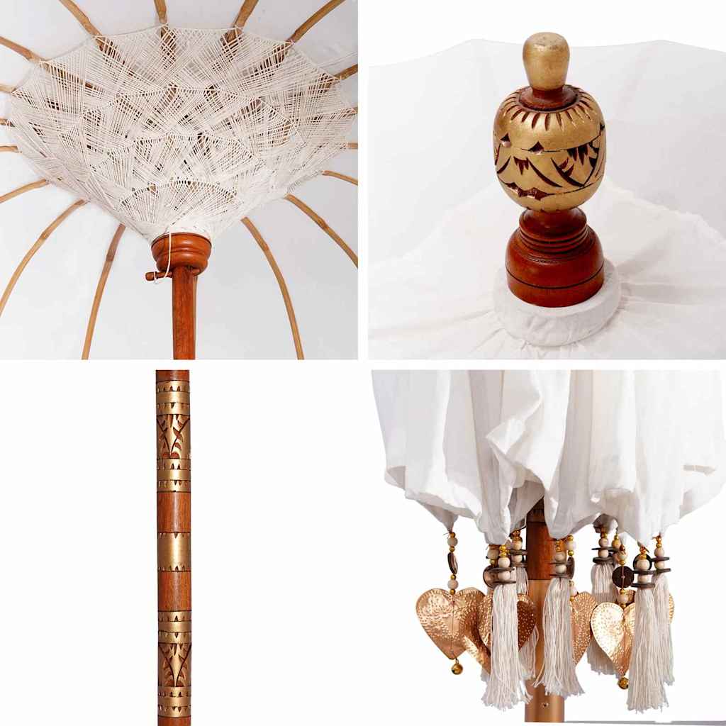 vidaXL Umbrelă de soare Manual Crem x 250 cm Bumbac și lemn masiv vidaXL Umbrelă de soare Manual Crem x 250 cm Bumbac și lemn masiv
