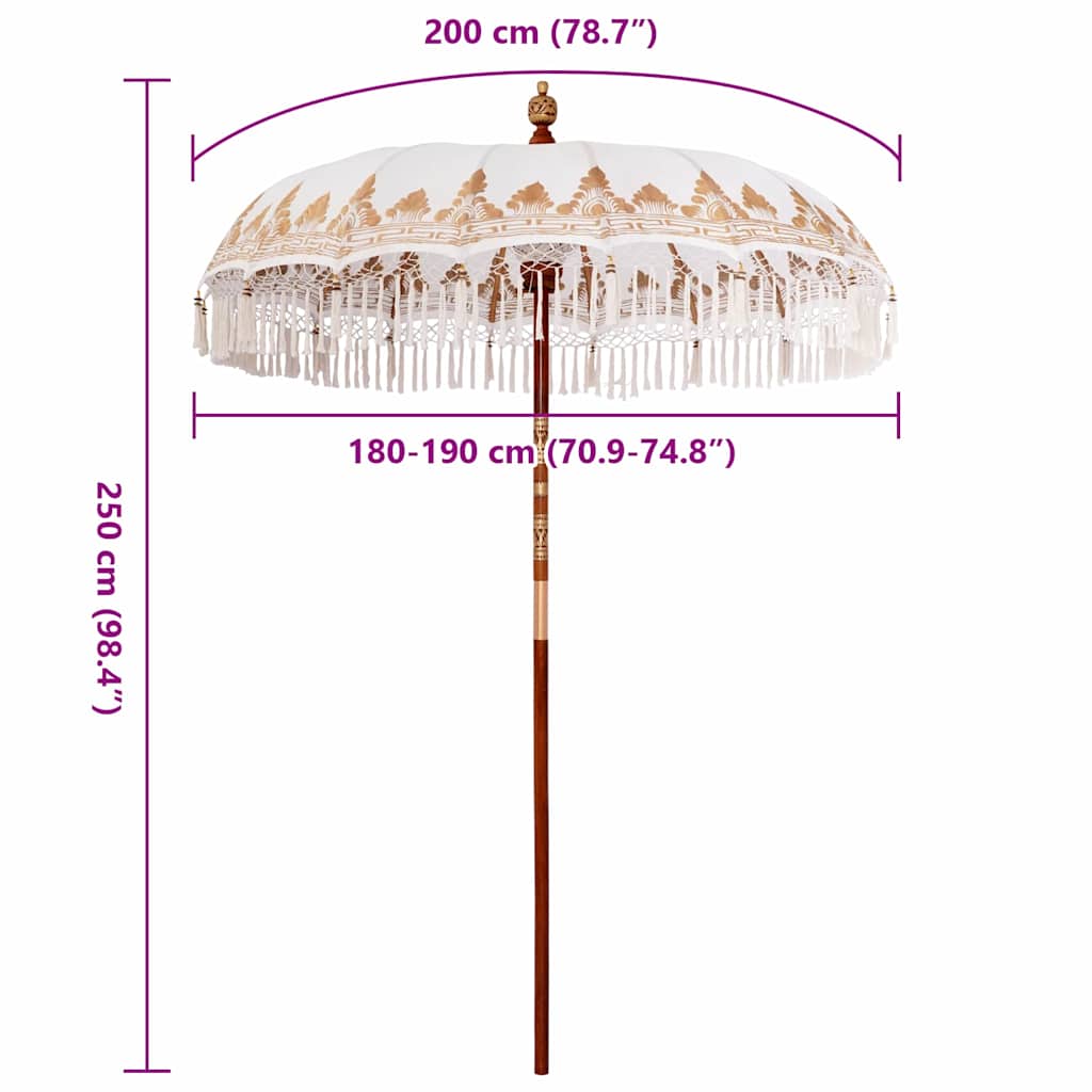 vidaXL Umbrelă de soare Manual Crem x 250 cm Bumbac și lemn masiv vidaXL Umbrelă de soare Manual Crem x 250 cm Bumbac și lemn masiv