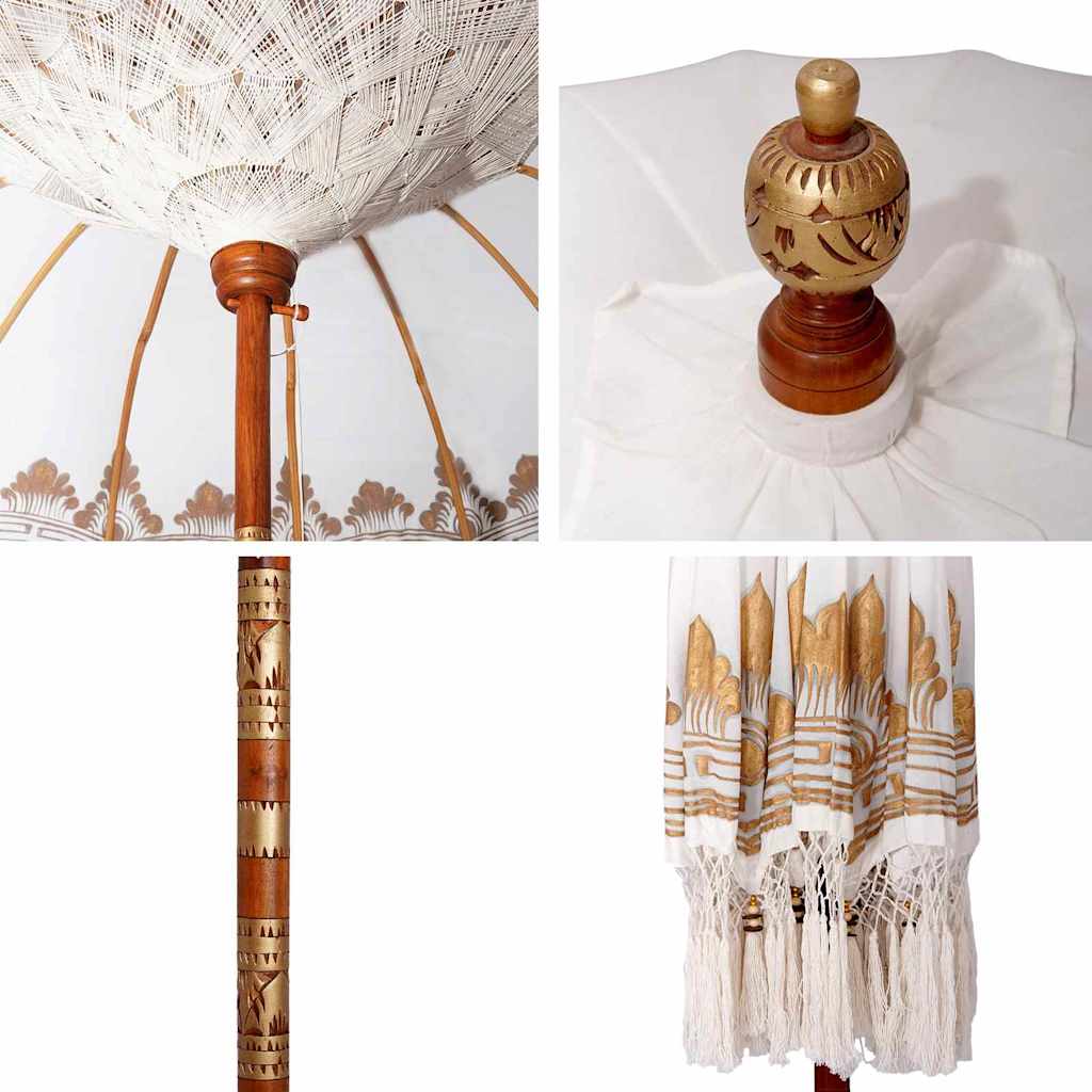 vidaXL Parasol Balinez Crem (210-220) x 260 cm Bumbac și lemn masiv vidaXL Parasol Balinez Crem (210-220) x 260 cm Bumbac și lemn masiv