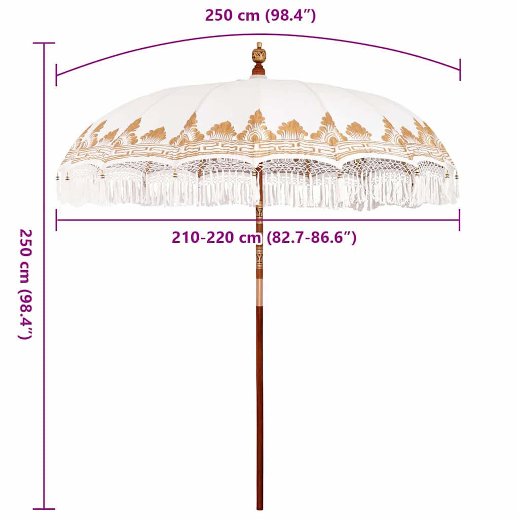 vidaXL Parasol Balinez Crem (210-220) x 260 cm Bumbac și lemn masiv vidaXL Parasol Balinez Crem (210-220) x 260 cm Bumbac și lemn masiv