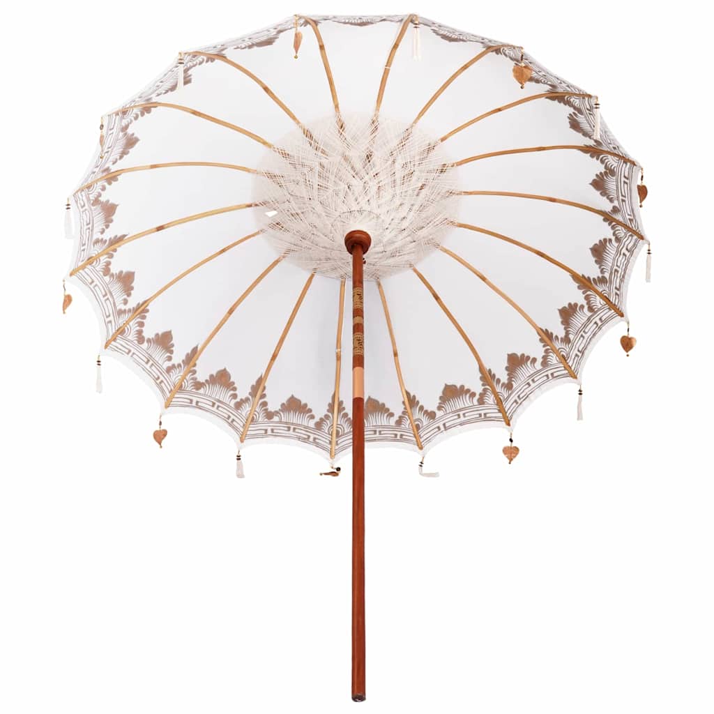 vidaXL Parasol Balinez Crem (210-220) x 260 cm Bumbac și lemn masiv vidaXL Parasol Balinez Crem (210-220) x 260 cm Bumbac și lemn masiv