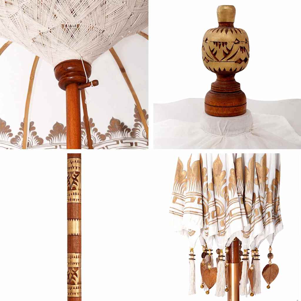 vidaXL Parasol Balinez Crem (210-220) x 260 cm Bumbac și lemn masiv vidaXL Parasol Balinez Crem (210-220) x 260 cm Bumbac și lemn masiv
