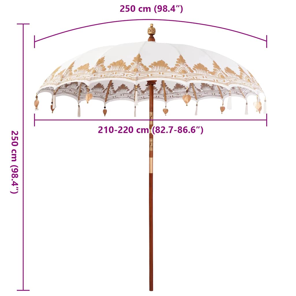 vidaXL Parasol Balinez Crem (210-220) x 260 cm Bumbac și lemn masiv vidaXL Parasol Balinez Crem (210-220) x 260 cm Bumbac și lemn masiv