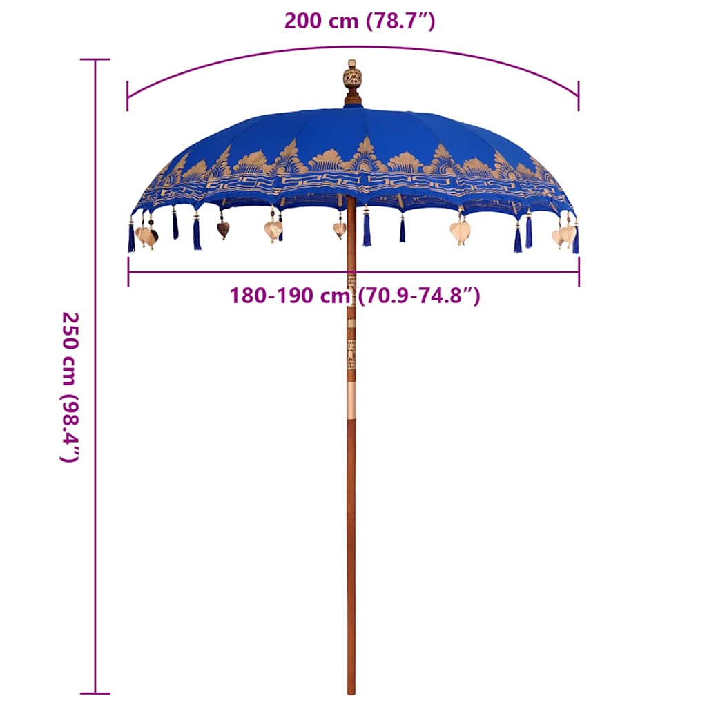 vidaXL Parasol Balinez albastru (180-190) x 260 cm vidaXL Parasol Balinez albastru (180-190) x 260 cm