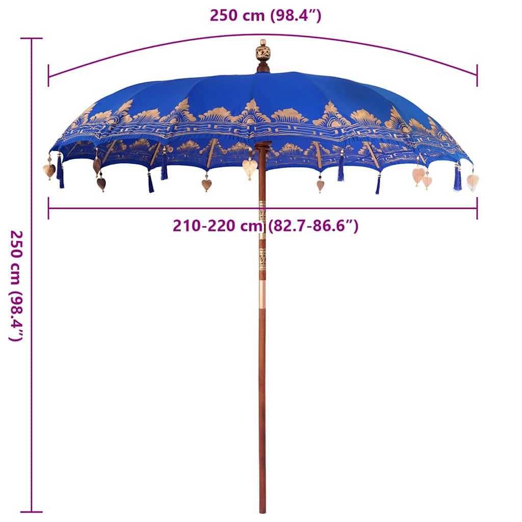 vidaXL Parasol Balinez albastru (210-220) x 260 cm vidaXL Parasol Balinez albastru (210-220) x 260 cm