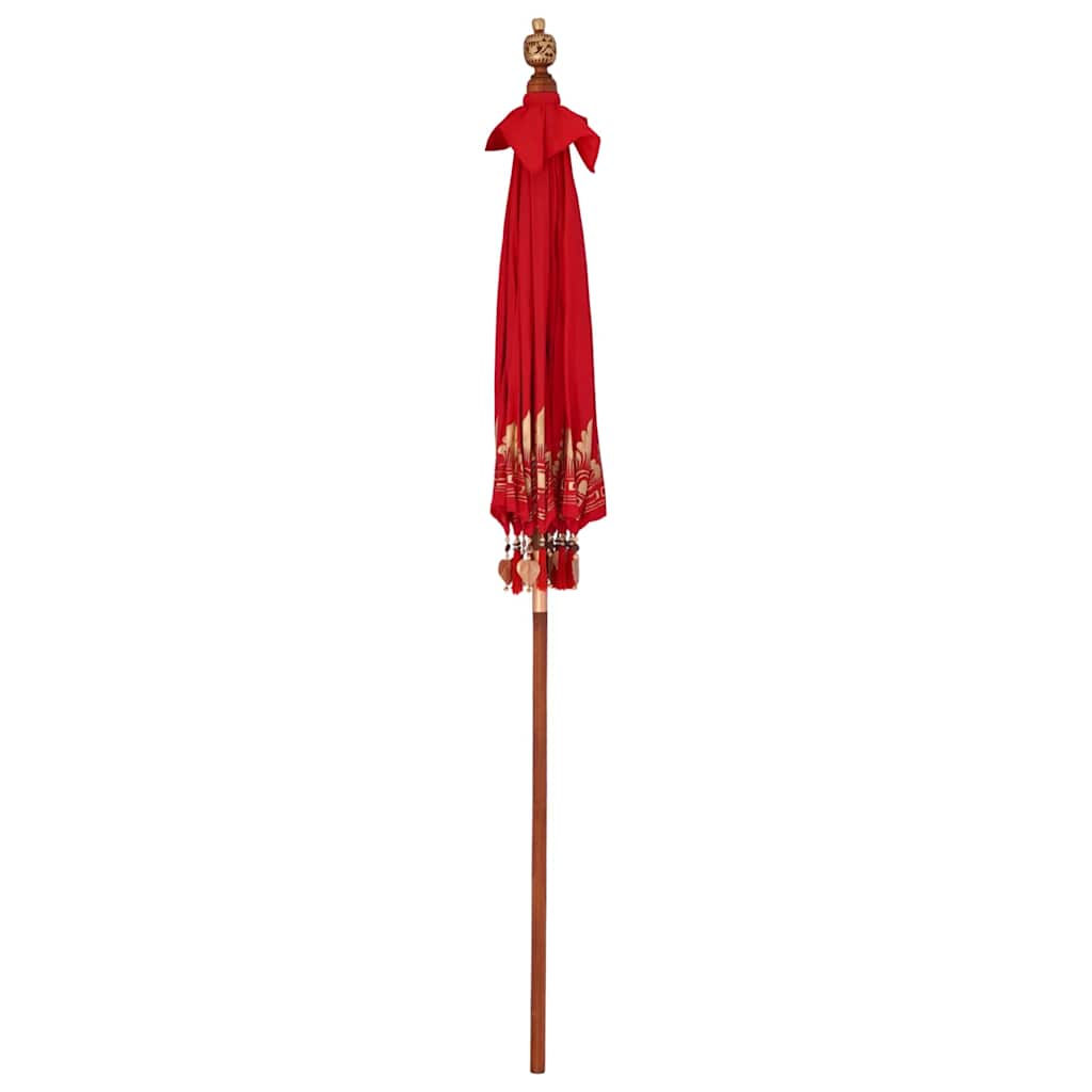 vidaXL Parasol Balinez Roșu (180-190) x 260 cm Bumbac și lemn masiv vidaXL Parasol Balinez Roșu (180-190) x 260 cm Bumbac și lemn masiv
