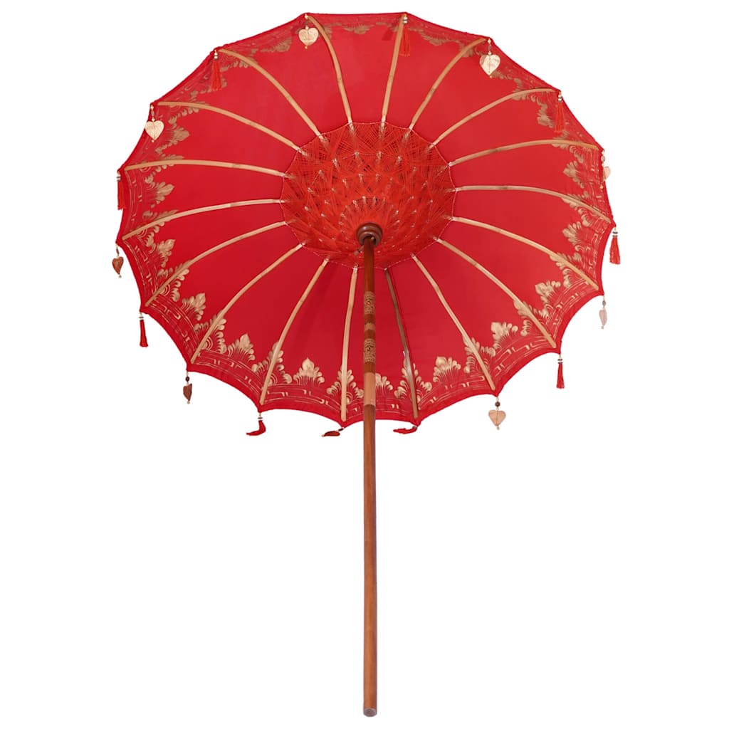 vidaXL Parasol Balinez Roșu (180-190) x 260 cm Bumbac și lemn masiv vidaXL Parasol Balinez Roșu (180-190) x 260 cm Bumbac și lemn masiv