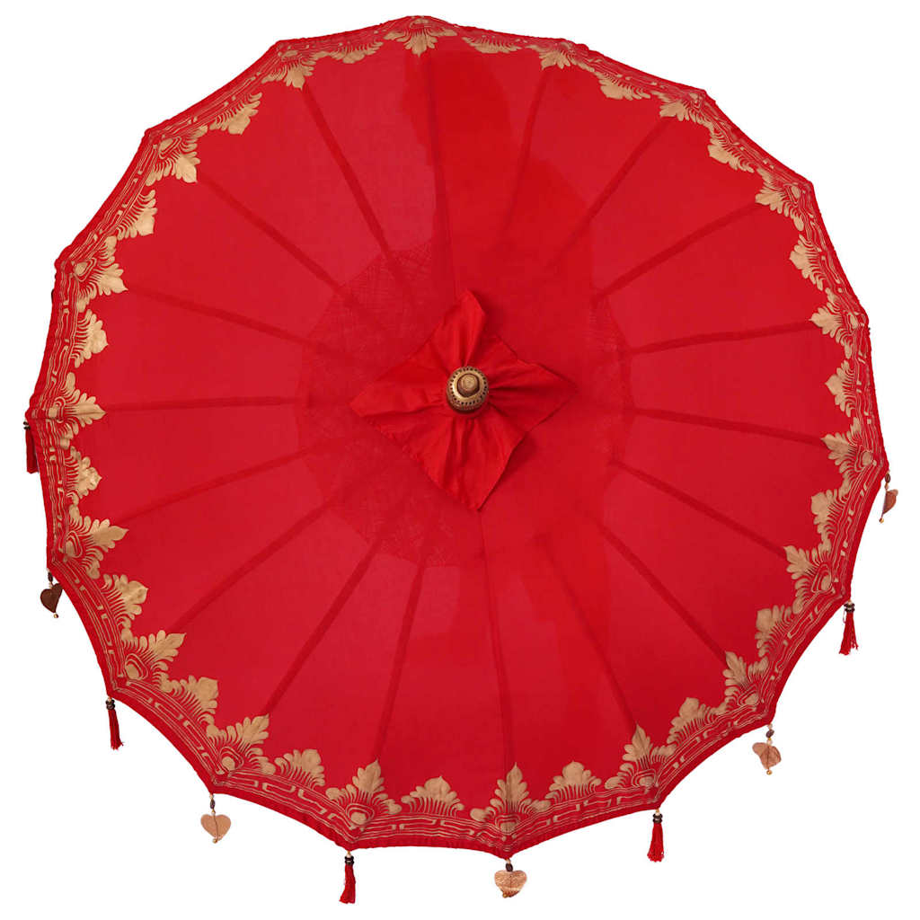 vidaXL Parasol Balinez Roșu (180-190) x 260 cm Bumbac și lemn masiv vidaXL Parasol Balinez Roșu (180-190) x 260 cm Bumbac și lemn masiv